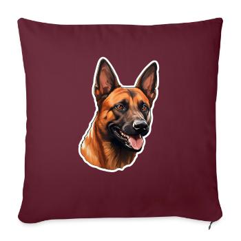 Tête de malinois belge - Housse de coussin décorative 45 x 45 cm - bordeaux - Devant