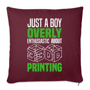 Impression 3D - Housse de coussin décorative 45 x 45 cm - bordeaux - Devant