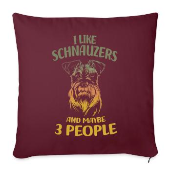 Schnauzer - Housse de coussin décorative 45 x 45 cm - bordeaux - Devant