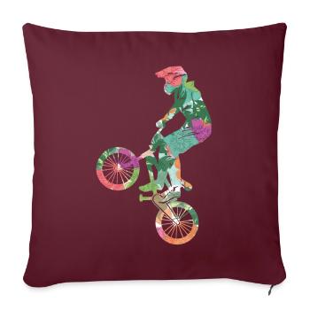 Bike Stunt Tricks Cycliste BMX - Housse de coussin décorative 45 x 45 cm - bordeaux - Devant