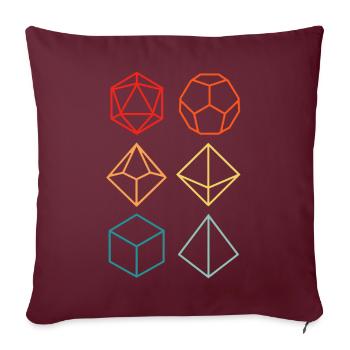 Donjon dragon - Set dés de jeux coloré silhouette - Housse de coussin décorative 45 x 45 cm - bordeaux - Devant