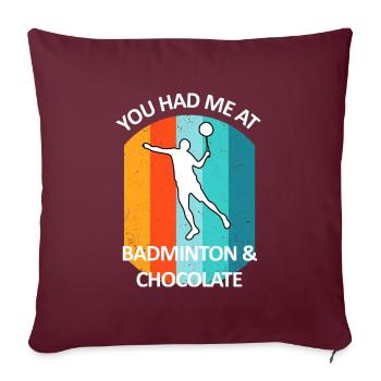 Badminton Federball Badmintonspieler Schokolade - Sofakissenbezug 45 x 45 cm - Burgunderrot - Vorne