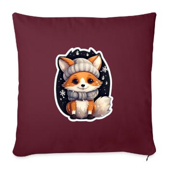 Renard dans la nuit d’hiver - Housse de coussin décorative 45 x 45 cm - bordeaux - Devant