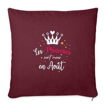 Les Princesse sont nées en Août - Housse de coussin décorative 45 x 45 cm - bordeaux - Devant