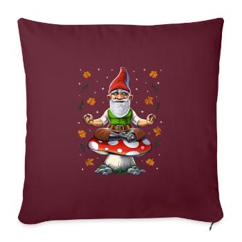 Méditation Champignon Gnome - Housse de coussin décorative 45 x 45 cm - bordeaux - Devant