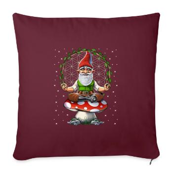 Méditation Champignon Gnome - Housse de coussin décorative 45 x 45 cm - bordeaux - Devant