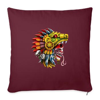 Serpent aztèque crâne guerrier - Housse de coussin décorative 45 x 45 cm - bordeaux - Devant