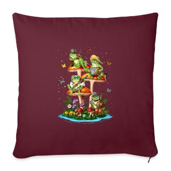 Grenouilles champignons - Housse de coussin décorative 45 x 45 cm - bordeaux - Devant