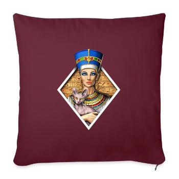 Reine égyptienne de Néfertiti - Housse de coussin décorative 45 x 45 cm - bordeaux - Devant
