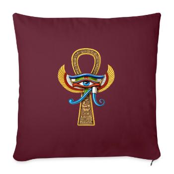 Oeil Egyptien D’Horus Ankh - Housse de coussin décorative 45 x 45 cm - bordeaux - Devant