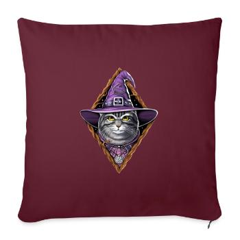 Katze Hexe - Sofakissenbezug 45 x 45 cm - Burgunderrot - Vorne