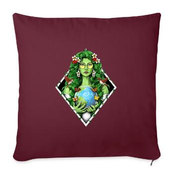 Gaïa Déesse de la Terre Mère - Housse de coussin décorative 45 x 45 cm - bordeaux - Devant