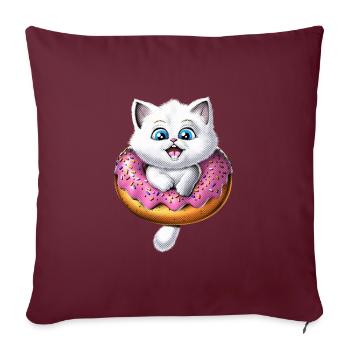 Beignet mignon pour chat - Housse de coussin décorative 45 x 45 cm - bordeaux - Devant