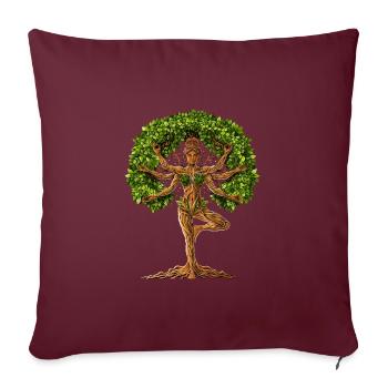 Yoga-Baum des Lebens - Sofakissenbezug 45 x 45 cm - Burgunderrot - Vorne