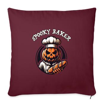 Citrouille d’Halloween avec chapeau de boulanger et pain - Housse de coussin décorative 45 x 45 cm - bordeaux - Devant