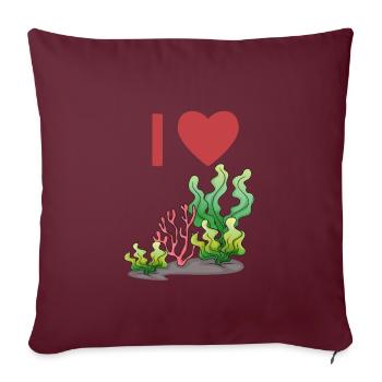 I love Algen | Alge Tang Seetang Botanik - Sofakissenbezug 45 x 45 cm - Burgunderrot - Vorne