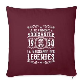 1958 60 60. ans Légendes Anniversaire cadeau - Sofakissenbezug 45 x 45 cm - Burgunderrot - Vorne