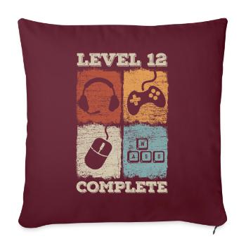 Jeu complet de niveau 12e anniversaire - Housse de coussin décorative 45 x 45 cm - bordeaux - Devant