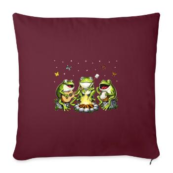 Cottagecore Frogs Camping - Housse de coussin décorative 45 x 45 cm - bordeaux - Devant