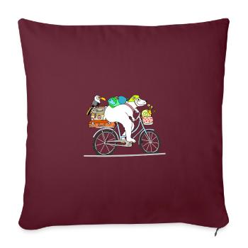 Biker Bär - ab in den Urlaub - Sofakissenbezug 45 x 45 cm - Burgunderrot - Vorne