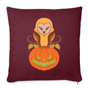 Scary Owl Creepy Pumpkin Face Halloween Costume - Housse de coussin décorative 45 x 45 cm - bordeaux - Devant