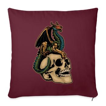Dragon effrayant et tête de crâne effrayante Costume d’Halloween - Housse de coussin décorative 45 x 45 cm - bordeaux - Devant