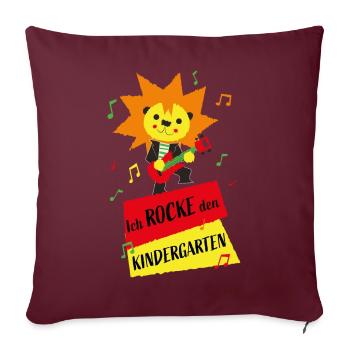 Ich rocke den Kindergarten - erster Tag - Sofakissenbezug 45 x 45 cm - Burgunderrot - Vorne