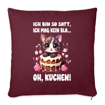 Chat Gâteau Tarte Sucré Dent Cuisson Sucré Drôle - Housse de coussin décorative 45 x 45 cm - bordeaux - Devant