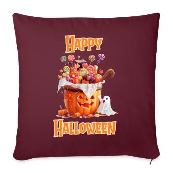 Halloween – Joyeux Halloween citrouille avec des bonbons - Housse de coussin décorative 45 x 45 cm - bordeaux - Devant