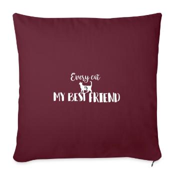 CHAT AMIS CHATS AMOUR AMIS CHAT MOTIFS DE CHAT - Housse de coussin décorative 45 x 45 cm - bordeaux - Devant