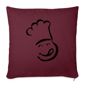 Lustiges Kochgesicht Miam Frech Gastro Geschenk - Sofakissenbezug 45 x 45 cm - Burgunderrot - Vorne