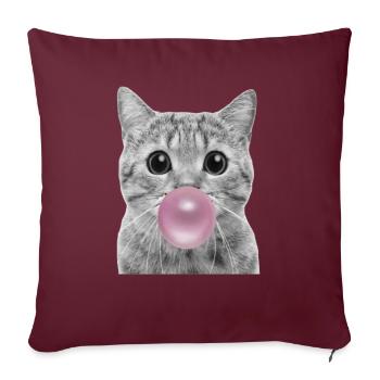 Bubble Katze - Sofakissenbezug 45 x 45 cm - Burgunderrot - Vorne
