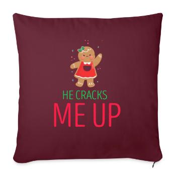 He Cracks Me Up Funny Gingerbread Christmas - Sofakissenbezug 45 x 45 cm - Burgunderrot - Vorne