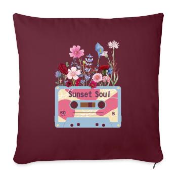 Florale Retro-Videokassette - Sofakissenbezug 45 x 45 cm - Burgunderrot - Vorne