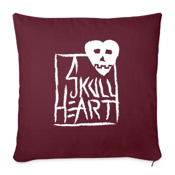 SkullHeart Logo Carré Blanc - Housse de coussin décorative 45 x 45 cm - bordeaux - Devant