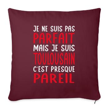 Je ne suis pas parfait mais je suis Toulousain - Housse de coussin décorative 45 x 45 cm - bordeaux - Devant
