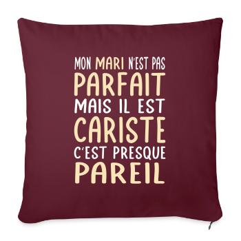 Mon mari n'est pas parfait mais il est cariste - Housse de coussin décorative 45 x 45 cm - bordeaux - Devant