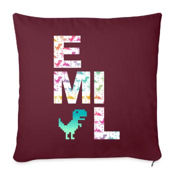 EMIL - Beau prénom de garçon avec dinosaure - Housse de coussin décorative 45 x 45 cm - bordeaux - Devant
