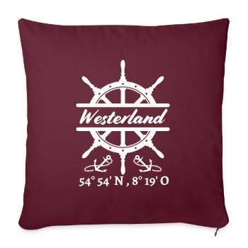 Westerland-Sylt-Steuerrad, Anker & Koordinaten - Sofakissenbezug 45 x 45 cm - Burgunderrot - Vorne