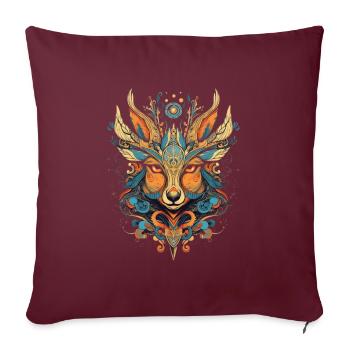 Cerf bohème - Housse de coussin décorative 45 x 45 cm - bordeaux - Devant