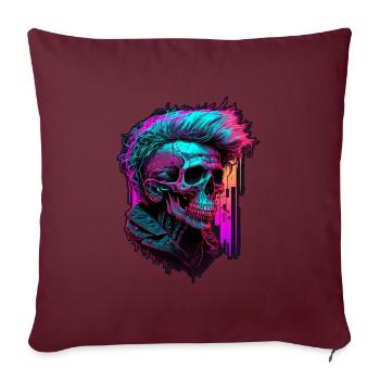 Zombie Rétro Punk Apocalyptique - Housse de coussin décorative 45 x 45 cm - bordeaux - Devant