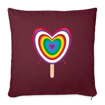 Regenbogen mit viel Herz und Eis. - Sofakissenbezug 45 x 45 cm - Burgunderrot - Vorne