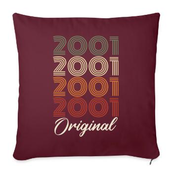 2001 Original Vintage Geburtstagsgeschenk 2001 - Sofakissenbezug 45 x 45 cm - Burgunderrot - Vorne