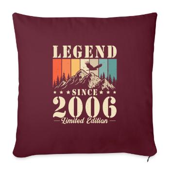 Légende depuis 2006 Vintage cadeau d’anniversaire - Housse de coussin décorative 45 x 45 cm - bordeaux - Devant
