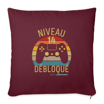 Niveau 14 Débloqué - Housse de coussin décorative 45 x 45 cm - bordeaux - Devant