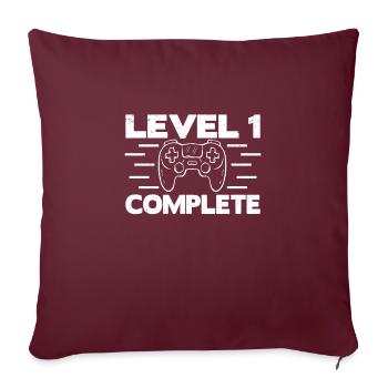 Cadeau d'anniversaire d'inscription complète de niveau 1 - Housse de coussin décorative 45 x 45 cm - bordeaux - Devant