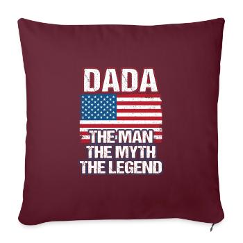 Dada - The Man The Myth The Legend Dad Grandpa - Housse de coussin décorative 45 x 45 cm - bordeaux - Devant