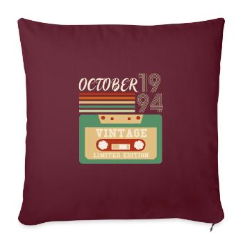27e anniversaire Cadeau octobre 1994 - Housse de coussin décorative 45 x 45 cm - bordeaux - Devant