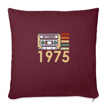 Cadeau de 46e anniversaire octobre 1975 - Housse de coussin décorative 45 x 45 cm - bordeaux - Devant