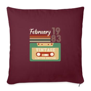 Cadeau de 39e anniversaire février 1983 - Housse de coussin décorative 45 x 45 cm - bordeaux - Devant